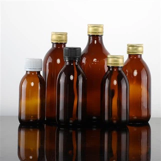 Frasco de xarope líquido oral marrom