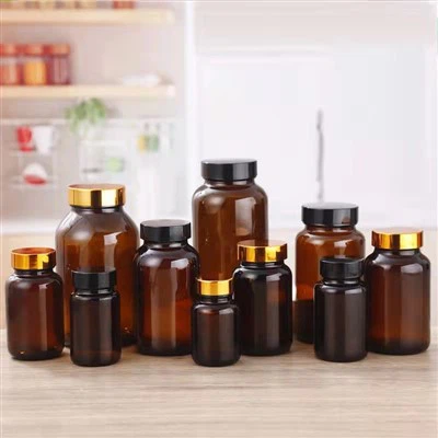 Pequeno frasco de vidro contendo medicamento